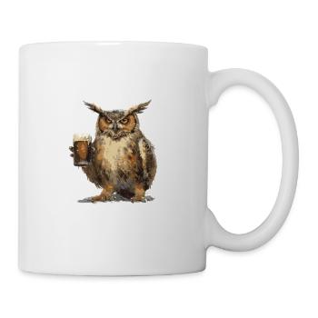 Eule Bier Lustig - Tasse - Weiß - Rechts