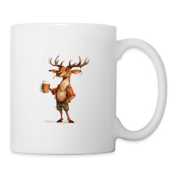 Hirsch Bier Lustig - Tasse - Weiß - Rechts