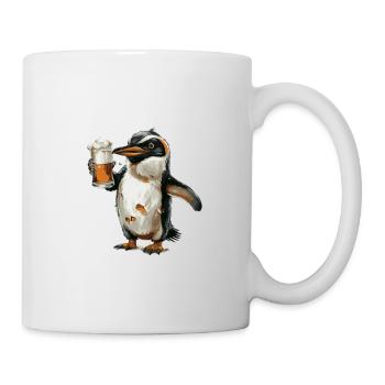 Pinguin Bier Lustig - Tasse - Weiß - Rechts