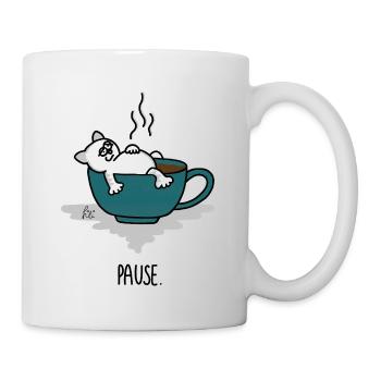 Pause - Chill mal - Me time - Kaffeezeit - Katze - Tasse - Weiß - Rechts