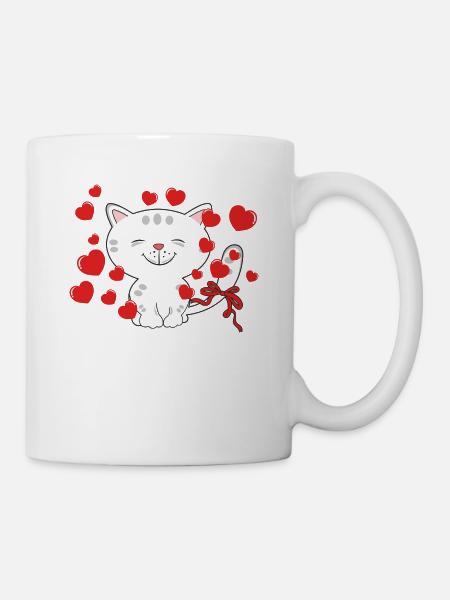 Cat with heart - Mug - white