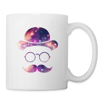 Visage rétro avec Moustache & Lunettes / Univers - Mug blanc - blanc - Droite