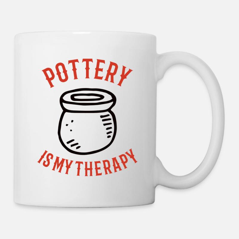 POTTERY: Pottery Is My Therapy - Tasse - Weiß