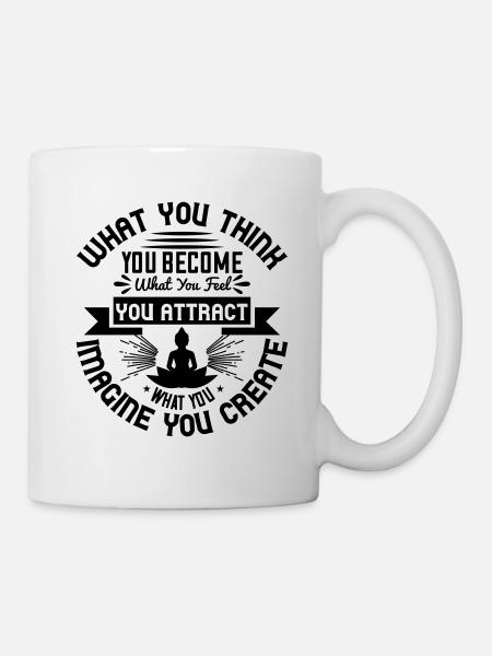 Ce que vous pensez devenir, Bouddha, yoga, style de vie - Mug blanc - blanc