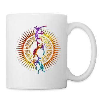 Kokopelli Musician Acrobats Mandala Sun 1 - Mug - white - Right