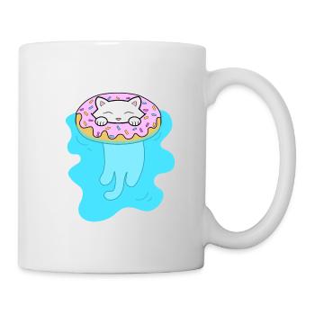 Cute white kitten swimming in a swimming pool - Mug - white - Right