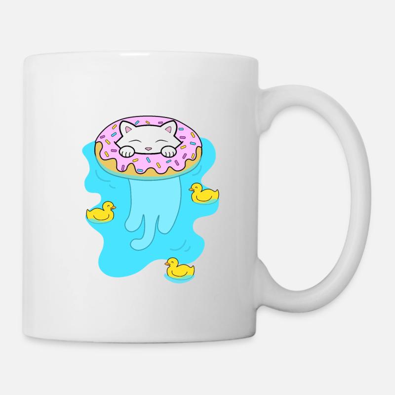 Joyeux petit chat profitant de l’été dans le sw - Mug blanc - blanc
