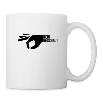 Fingerloch Spiel - Reingeschaut - Reingeguckt - Tasse - Weiß - Rechts