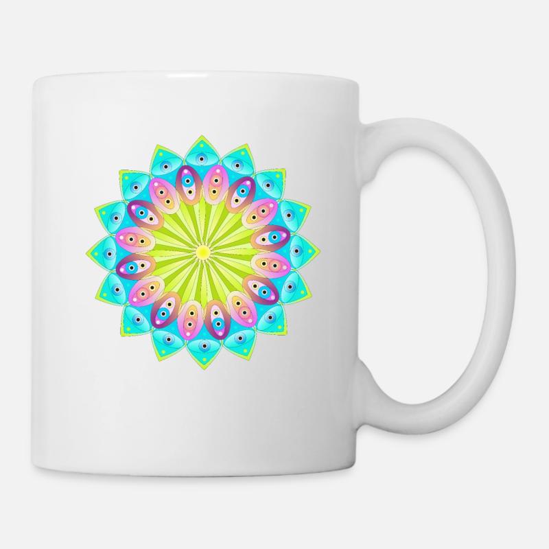 Buntes Mandala - Tasse - Weiß