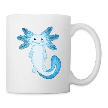 Süßer blauer Axolotl, der in einem Ozean schwimmt - Tasse - Weiß - Rechts