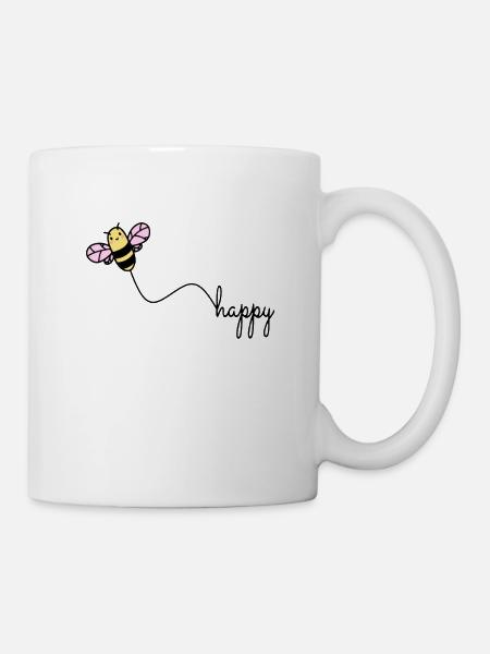 BEE HAPPY - Happy Environmental Protection BEE Wordplay - Mug - white