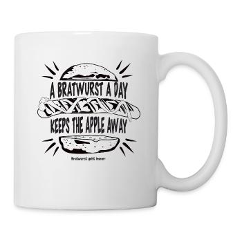 A Bratwurst a day keeps the apple away - Mug - white - Right