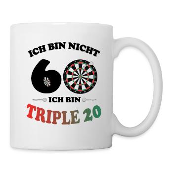 Dart Spieler 60. Geburtstag Triple 20 Spruch - Tasse - Weiß - Rechts