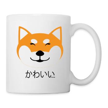 shiba mignon souriant et écriture japonaise Kawaii - Mug blanc - blanc - Droite