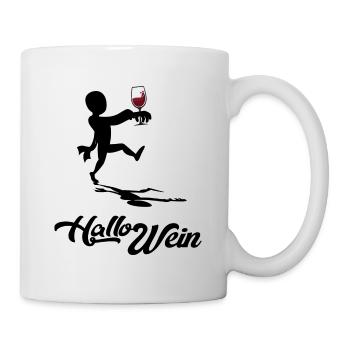 Halloween-Party-Spruch Wein-Zombie mit Weinglas - Tasse - Weiß - Rechts