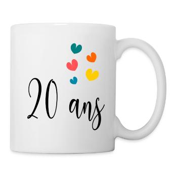 20 ANS. 20e ANNIVERSAIRE. ANNIVERSAIRE 20 ANS. 20 - Mug blanc - blanc - Droite