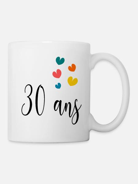 30 ANS. 30e ANNIVERSAIRE. ANNIVERSAIRE 30 ANS. 30 - Mug blanc - blanc