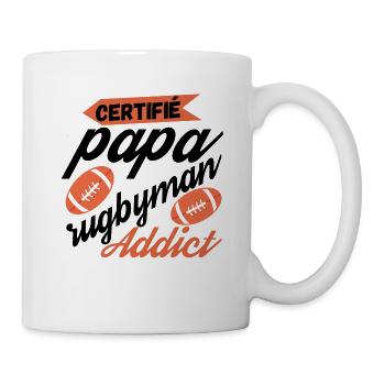 Certifié papa rugbyman Addict - Mug blanc - blanc - Droite