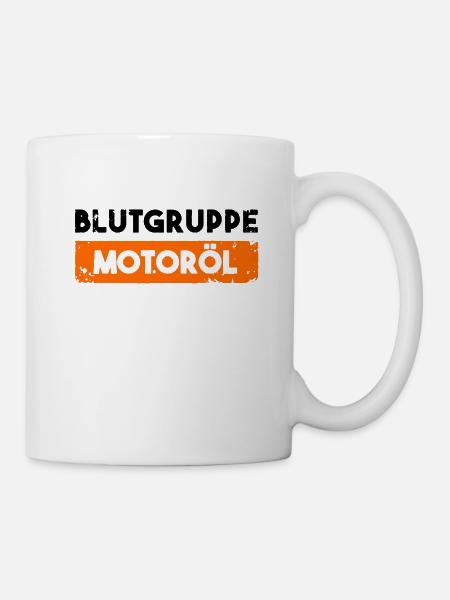 Blutgruppe Motoröl - Auto Schrauber Kfz Mechaniker - Tasse - Weiß