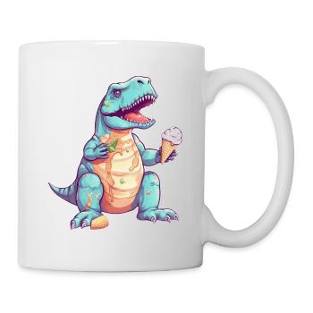 T-Rex enjoys ice cream - Funny dinosaur design - Mug - white - Right