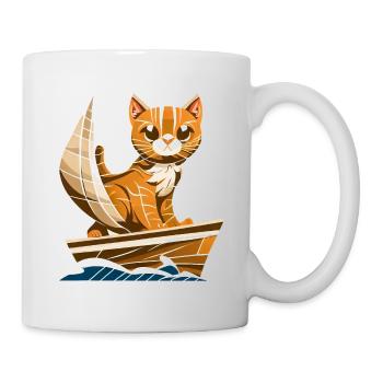 segelt mit Segelboot, Gestreiftes und Abstraktes - Tasse - Weiß - Rechts