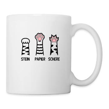 Stein Papier Schere Katze Pfote Spiel Katzenpfoten - Tasse - Weiß - Rechts