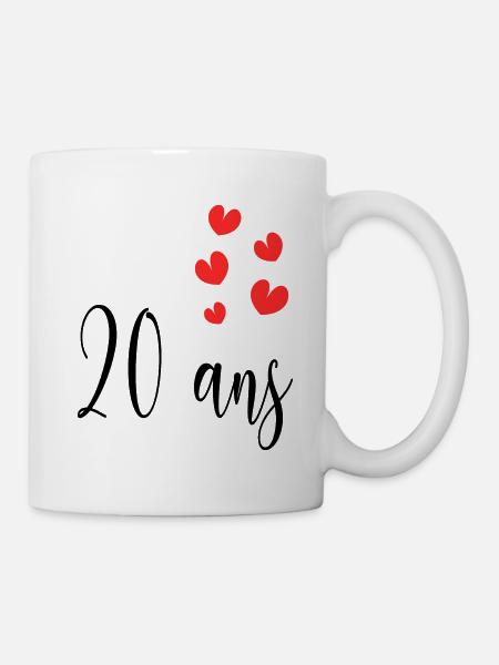20. 20 ANS. 20e ANNIVERSAIRE. ANNIVERSAIRE 20 ANS. - Mug blanc - blanc