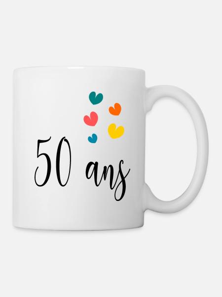 50. 50 ANS. 50e ANNIVERSAIRE. ANNIVERSAIRE 50 ANS. - Mug blanc - blanc
