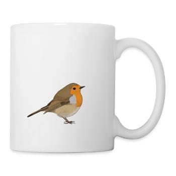 Robin, Cœur, Oiseau, Ornithologue, Oiseau chanteur - Mug blanc - blanc - Droite