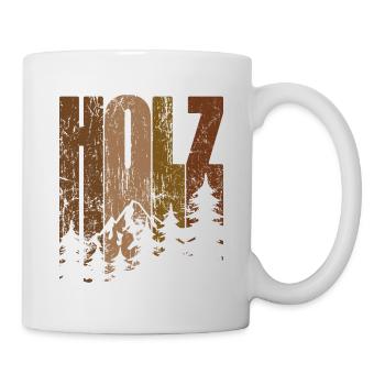 Holz - Wald - Brennholz - Schreiner - Tasse - Weiß - Rechts