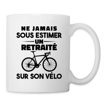 Never underestimate a retiree on their bike - Mug - white - Right