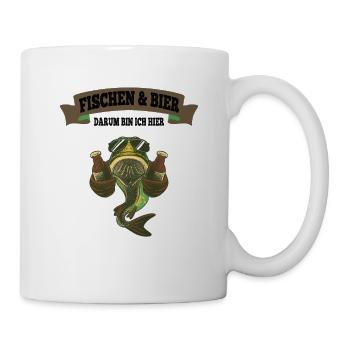 Fischen und Bier darum bin ich hier Angeln Lustig - Tasse - Weiß - Rechts