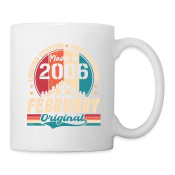 Cadeau 18e Anniversaire Vintage Né En Février 2006 - Mug blanc - blanc - Droite