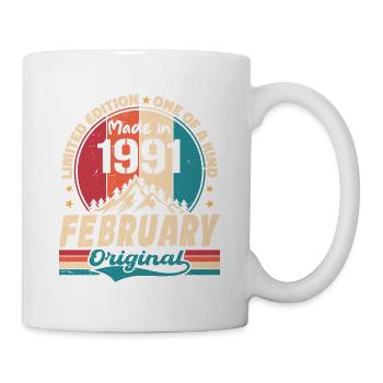 Cadeau 33e Anniversaire Vintage Né En Février 1991 - Mug blanc - blanc - Droite