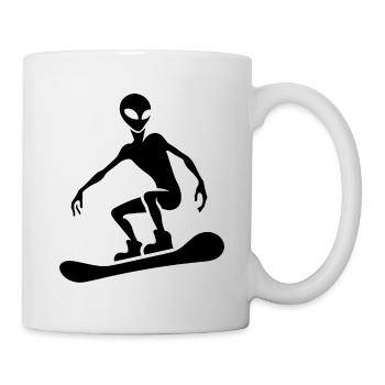 Design minimaliste : Alien Snowboarder - Mug blanc - blanc - Droite