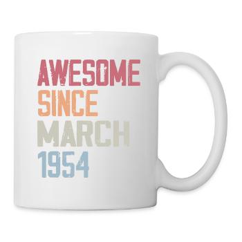 1954 März Geburt Geburtstag März 1954 Geschenk - Tasse - Weiß - Rechts