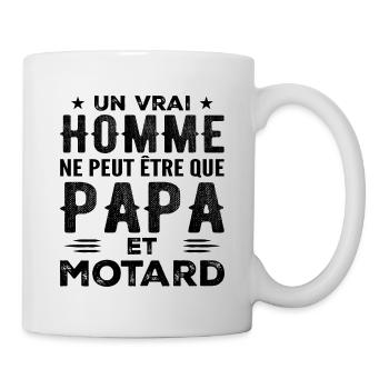 Ein echter Mann ist nur Papa und Biker - Tasse - Weiß - Rechts