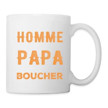 Ein richtiger Mann ist nur Papa und Metzger - Tasse - Weiß - Rechts