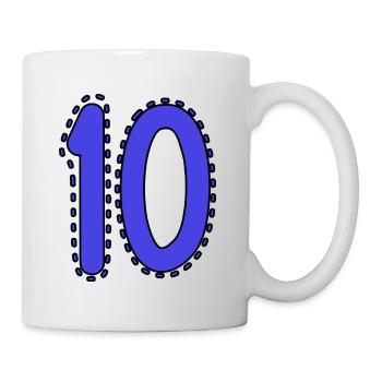 10. 10 JAHRE. 10-JÄHRIGES JUBILÄUM. 10-JÄHRIGES JUBILÄUM. - Tasse - Weiß - Rechts