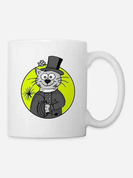 Retro Kaminkehrer-Katze - Tasse - Weiß