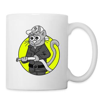 Chat rétro pompiers - Mug blanc - blanc - Droite