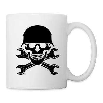 SKULL WAR HELM SCHLÜSSEL WERKZEUG LOGO - Tasse - Weiß - Rechts