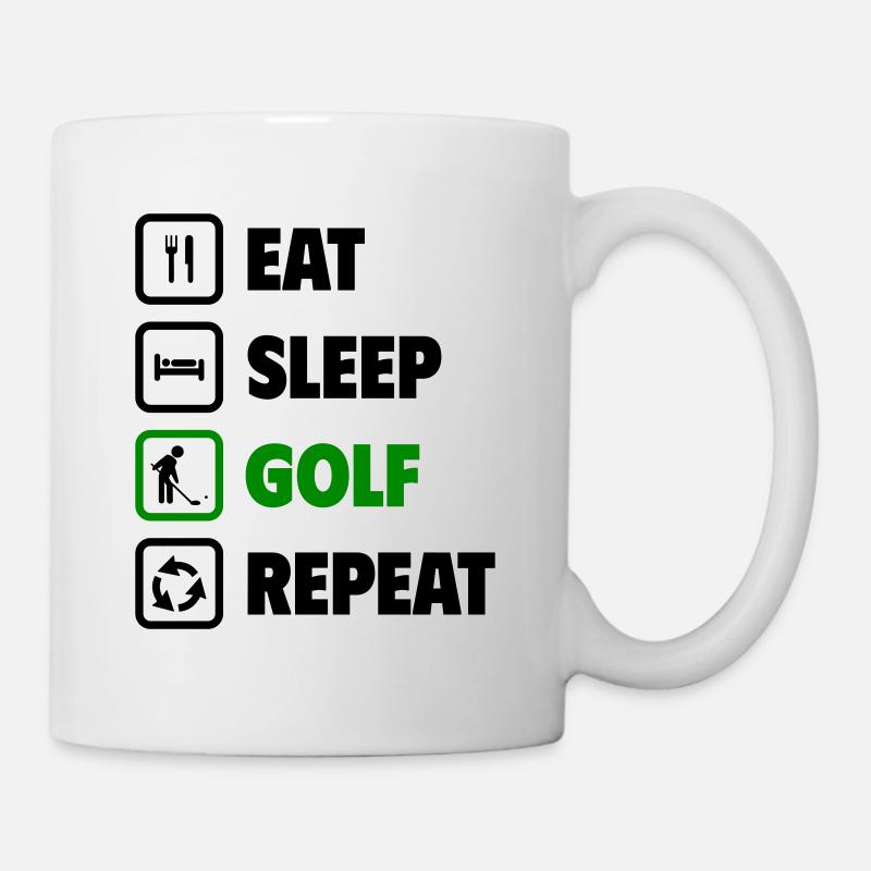 Mangez, dormez, jouez au golf, répétez ! - Mug blanc - blanc