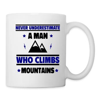 Unterschätze niemals einen Mann, der klettert - Tasse - Weiß - Rechts