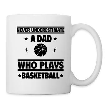 Unterschätze niemals einen Papa, der Basketball - Tasse - Weiß - Rechts