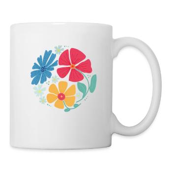 Sommerblumen in Kreisform - Tasse - Weiß - Rechts