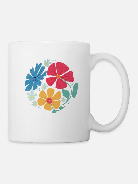 Summer flowers in circle shape - Mug - white