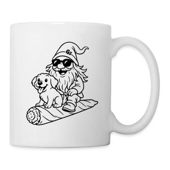 Cooler Zwerg auf fliegendem Joint mit Hund - Tasse - Weiß - Rechts