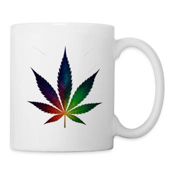 Galaxy Hanfblatt mit Sternschnuppen - Tasse - Weiß - Rechts