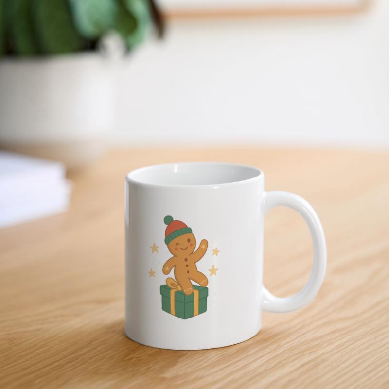 Lebkuchenfigur auf Geschenkbox Tasse